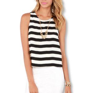 Classic Thick Navy Blue/White Sleeveless Tank Top with Gold Back Zip JNY Size 2